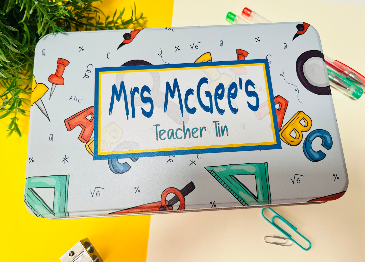 Stationary teacher tin