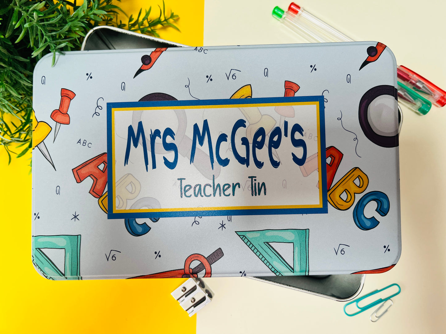 Stationary teacher tin