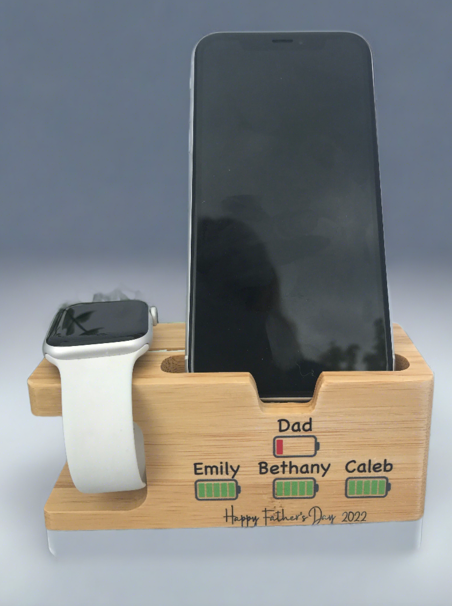 Bamboo phone and watch docking station