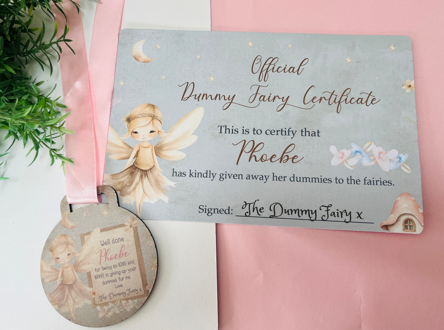 Gold Dummy Fairy medal with certificate