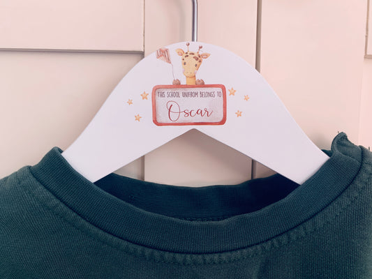 Personalised Giraffe school uniform hanger