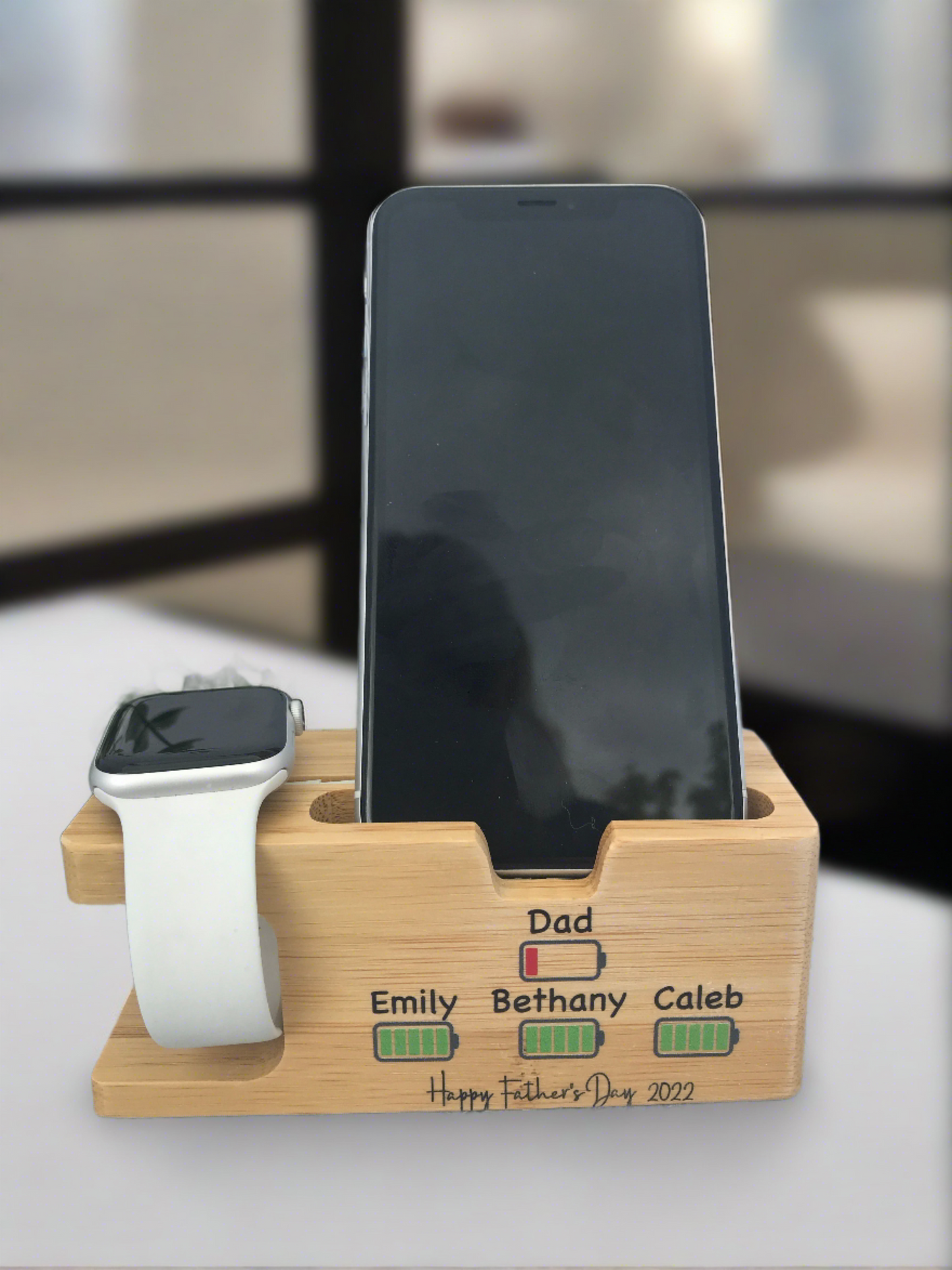 Bamboo phone and watch docking station