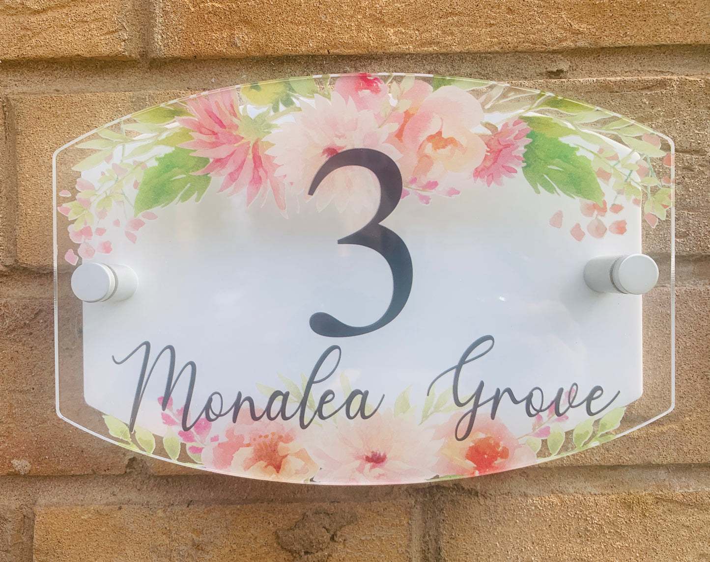 Roses and Dahlia door number plaque