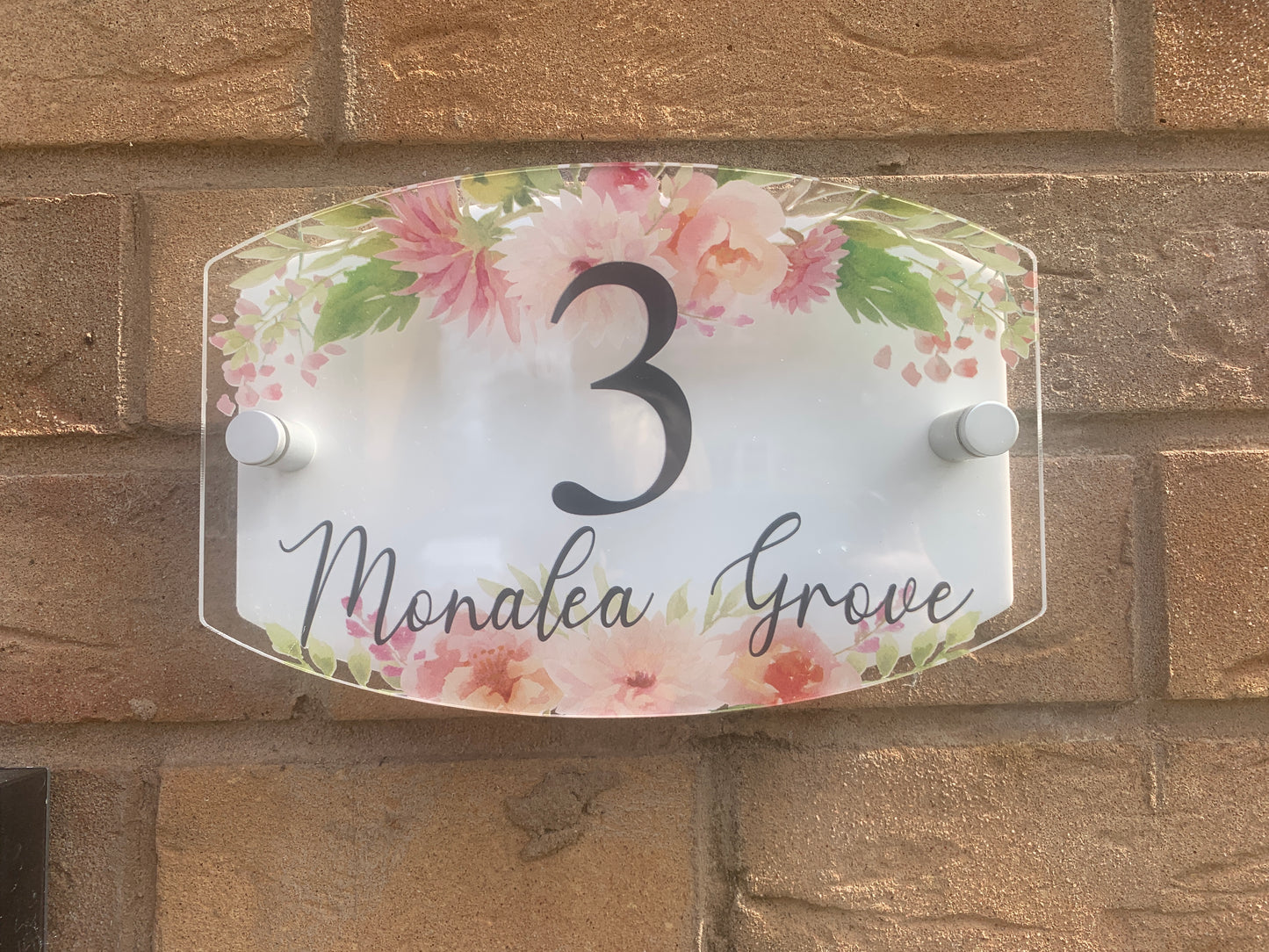 Roses and Dahlia door number plaque