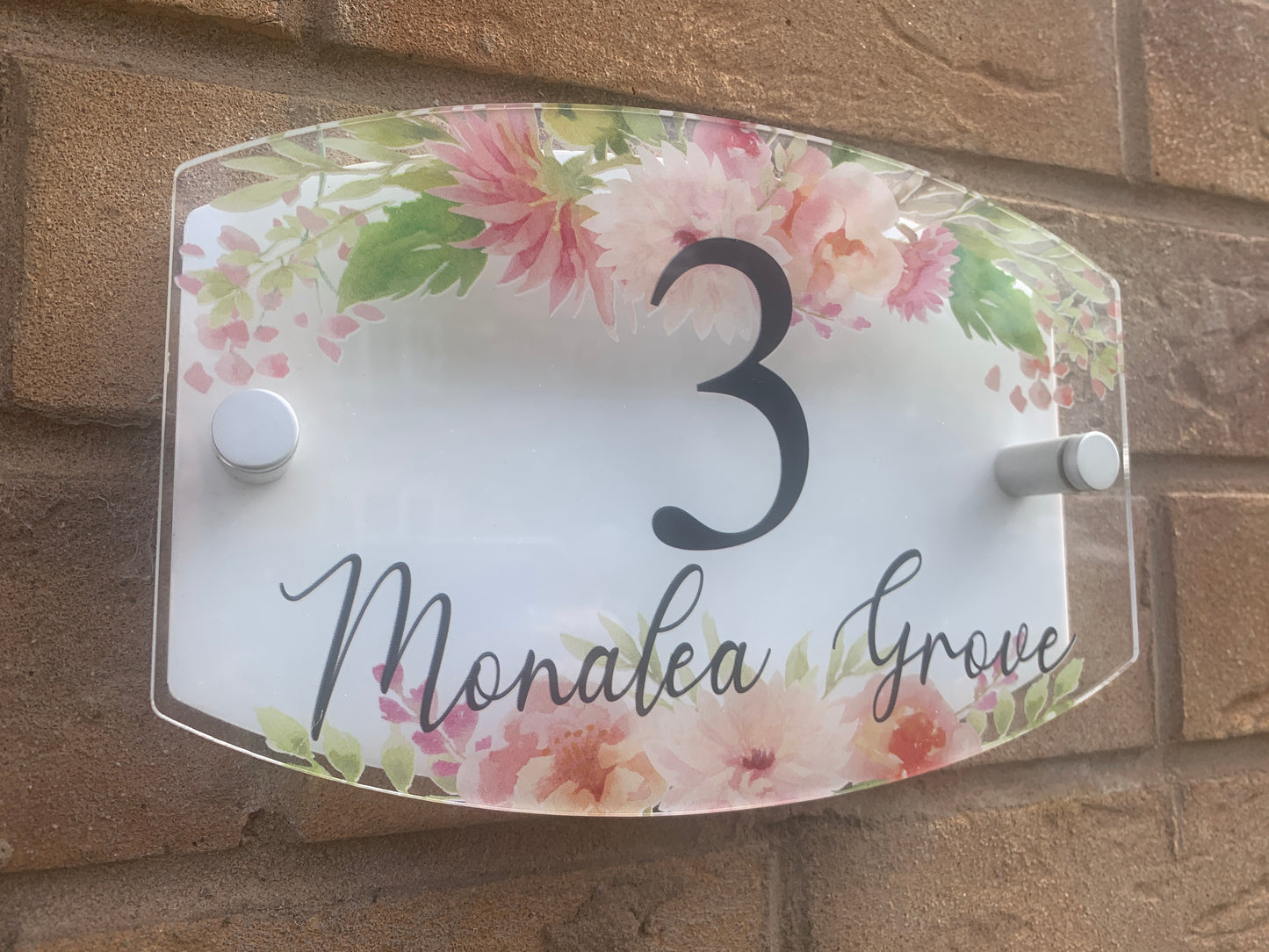 Roses and Dahlia door number plaque