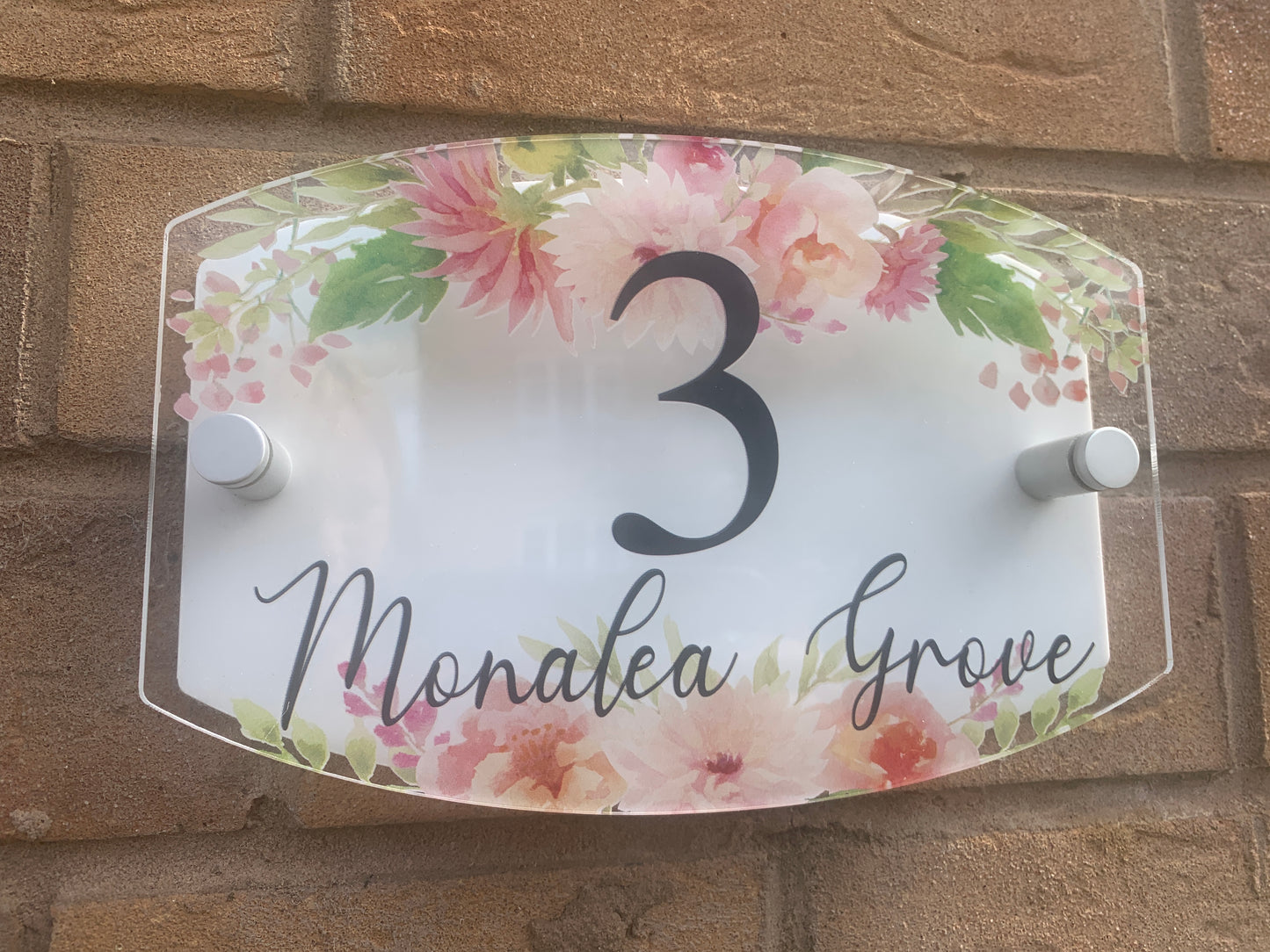 Roses and Dahlia door number plaque