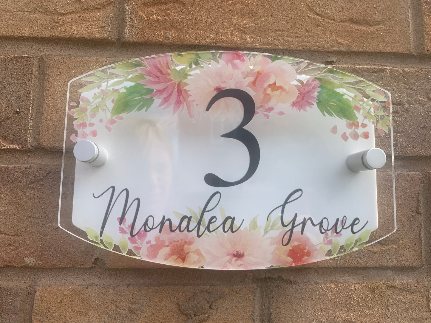 Roses and Dahlia door number plaque