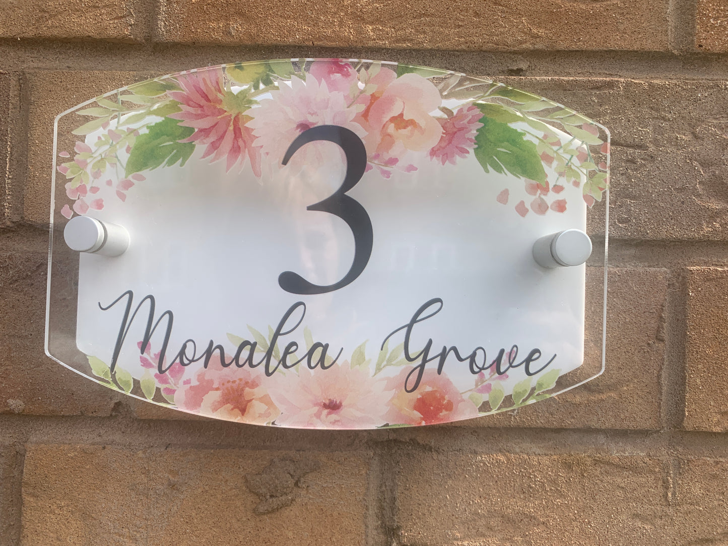 Roses and Dahlia door number plaque