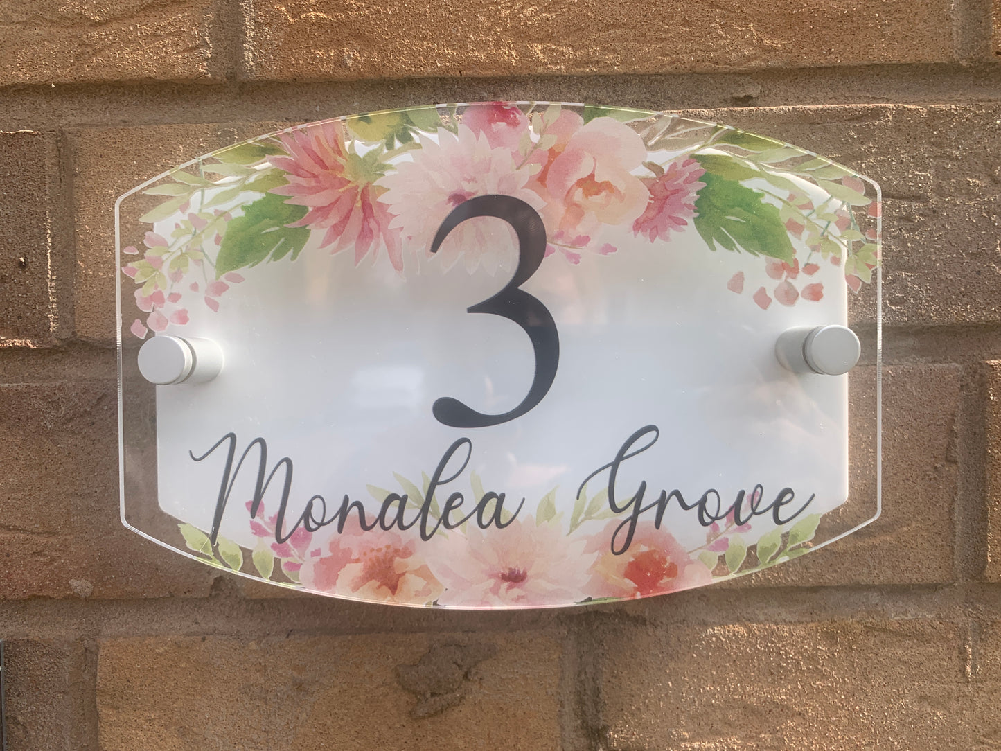 Roses and Dahlia door number plaque