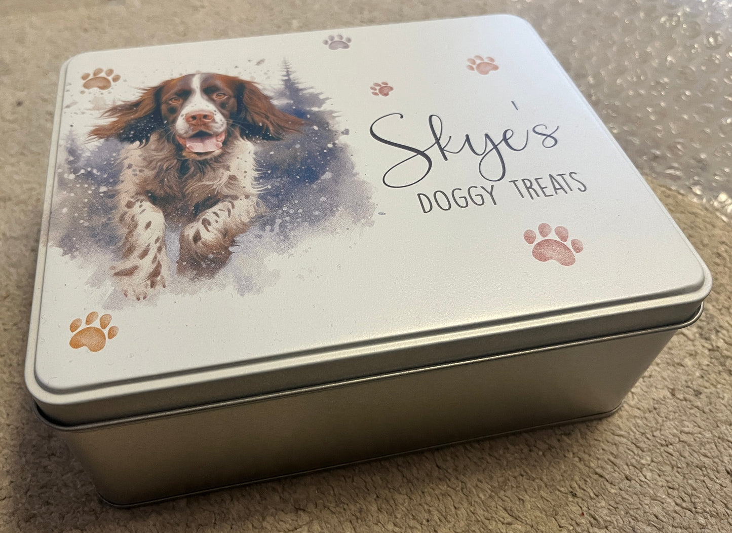 Dog treat tin