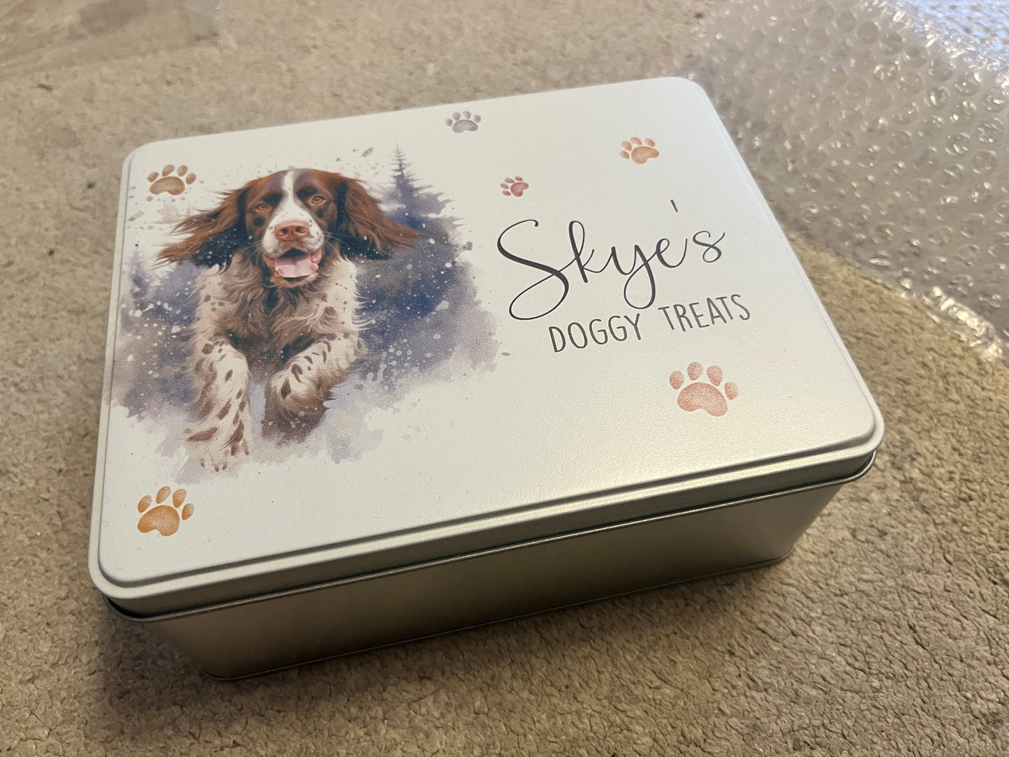 Dog treat tin