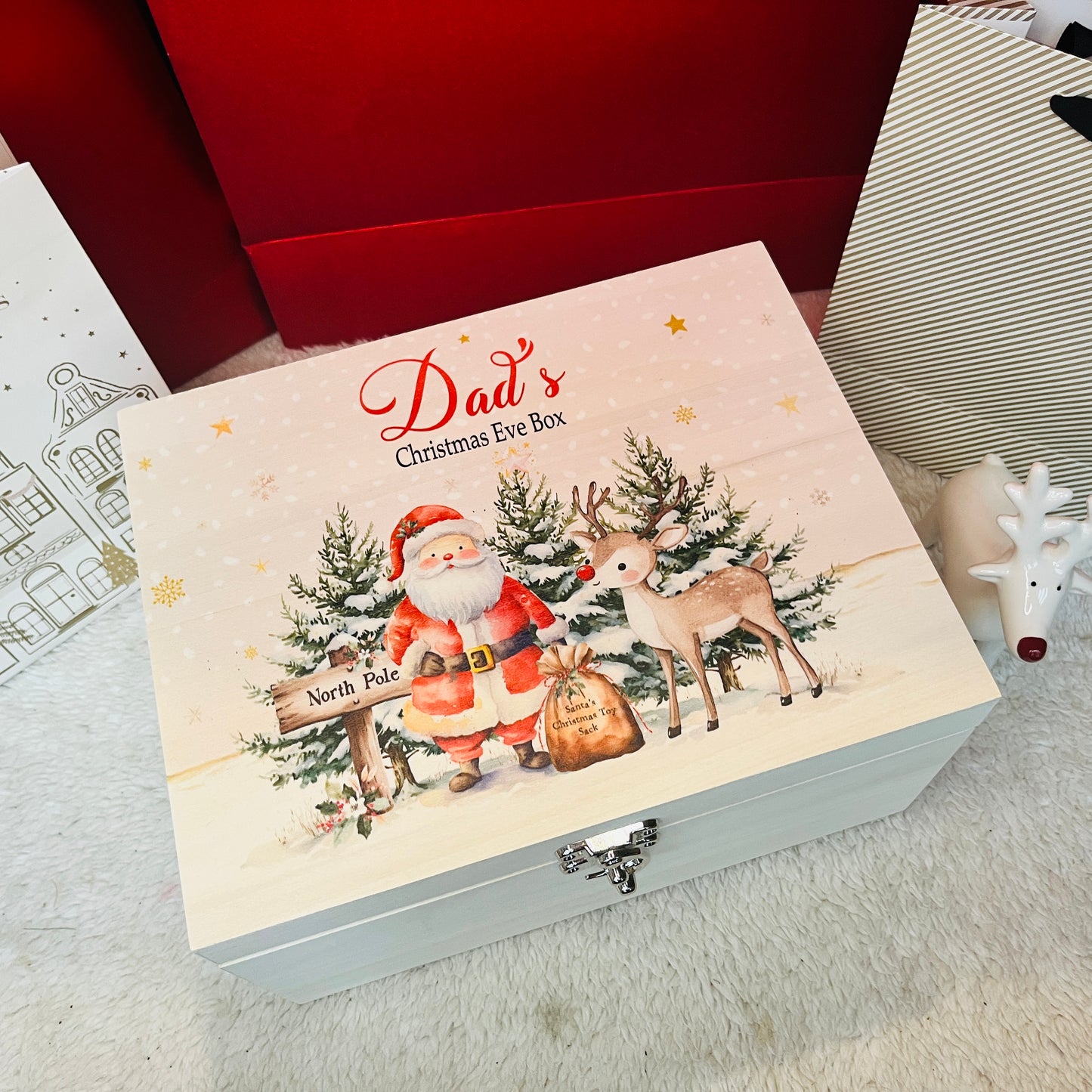 Christmas Santa and Reindeer scene Box