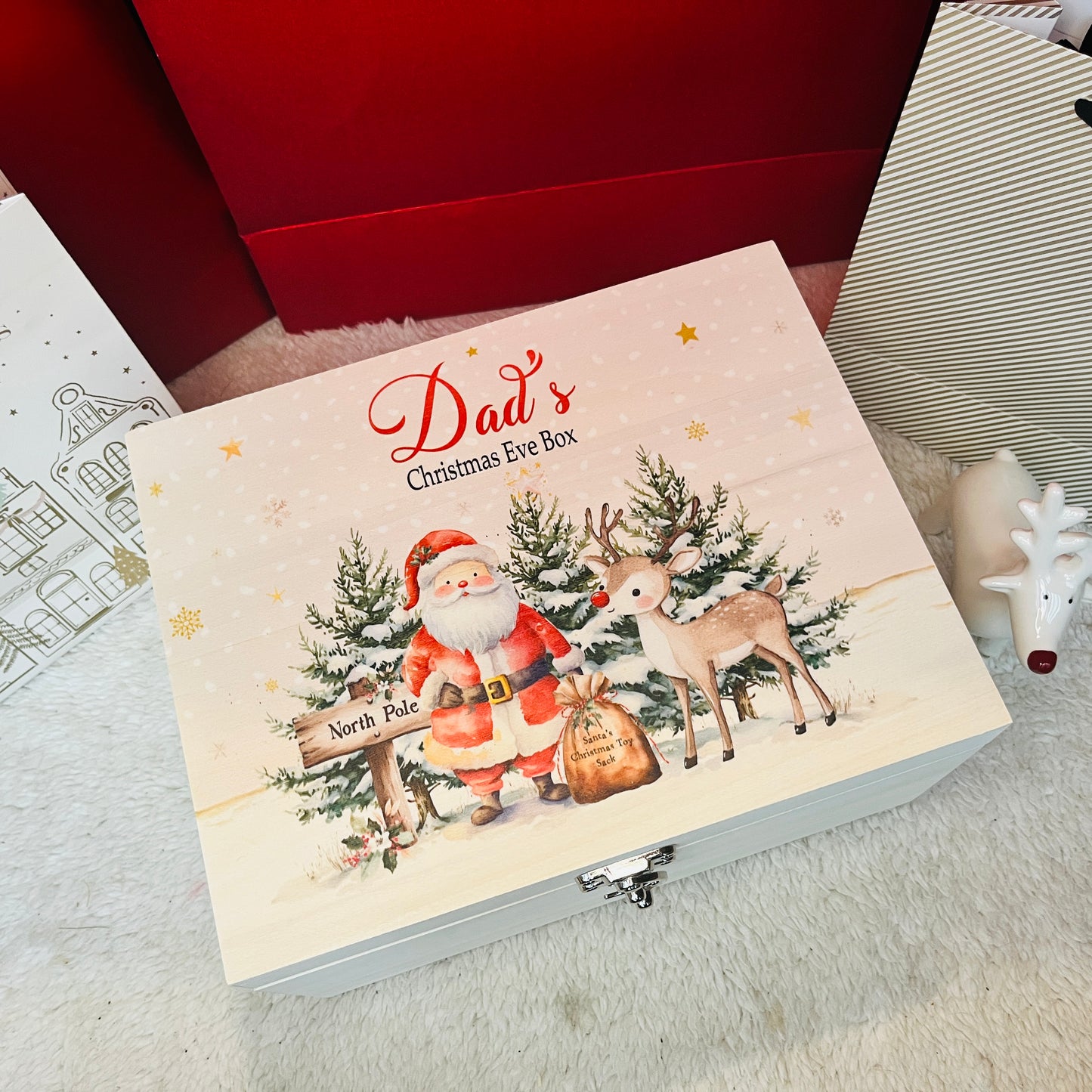 Christmas Santa and Reindeer scene Box