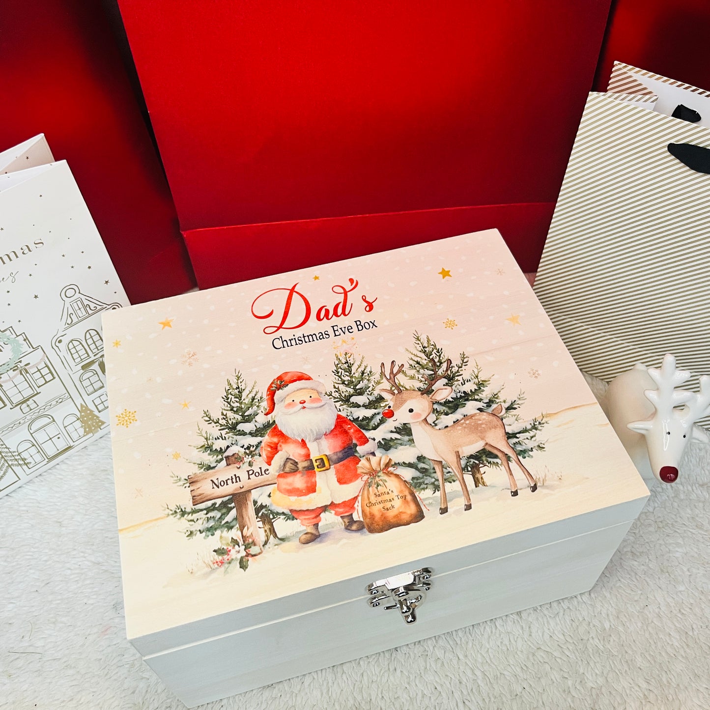 Christmas Santa and Reindeer scene Box