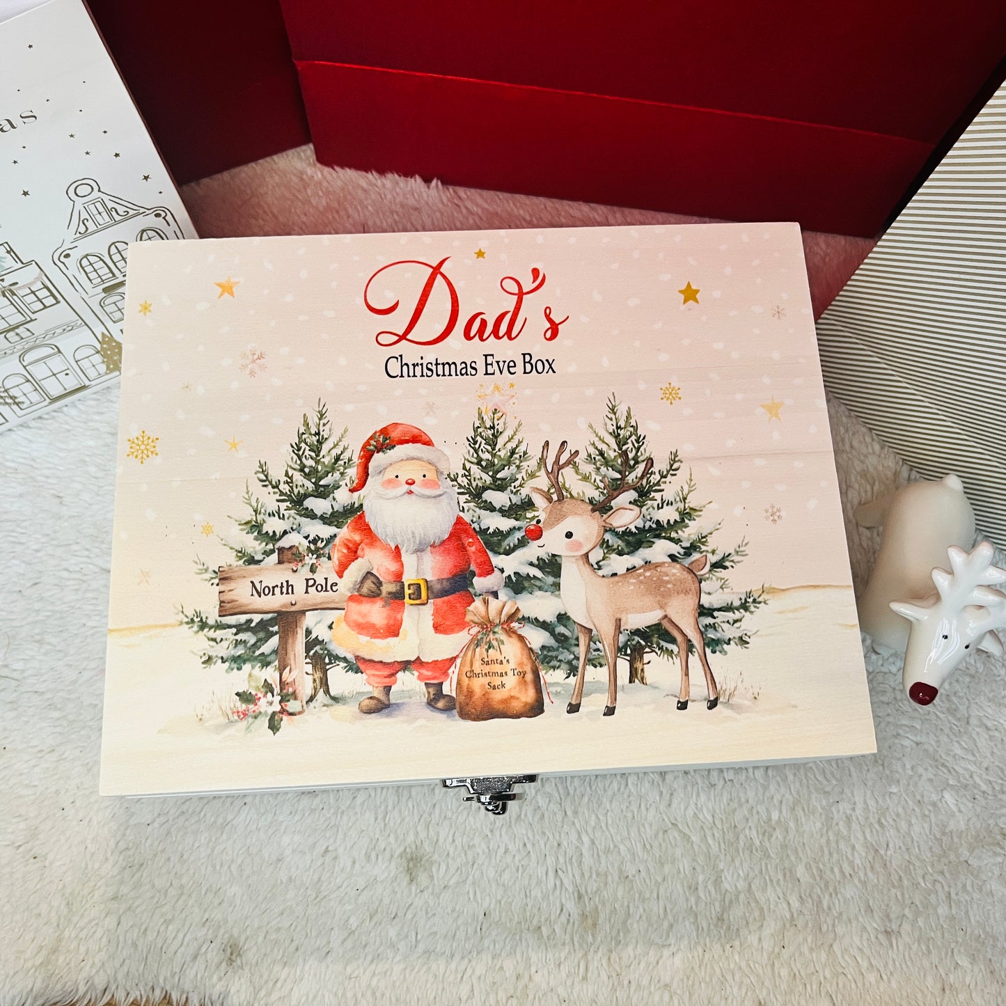 Christmas Santa and Reindeer scene Box