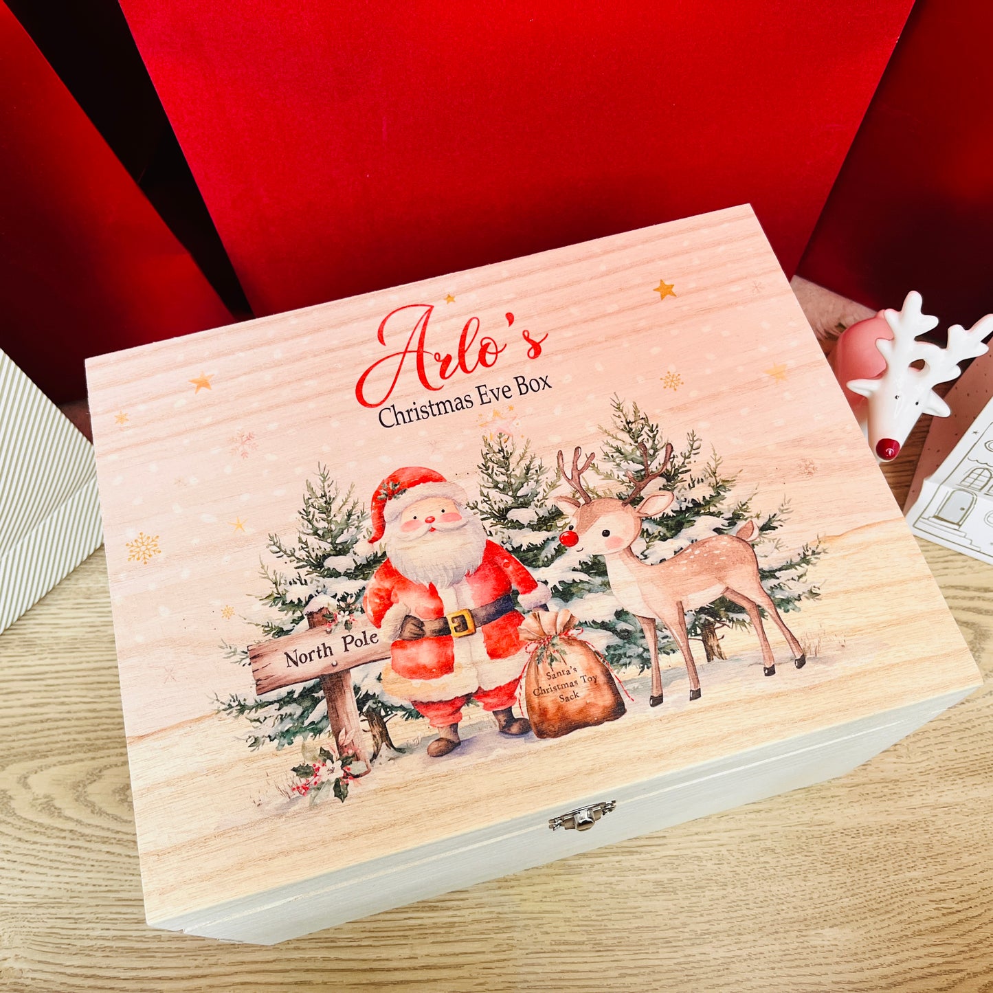 Christmas Santa and Reindeer scene Box