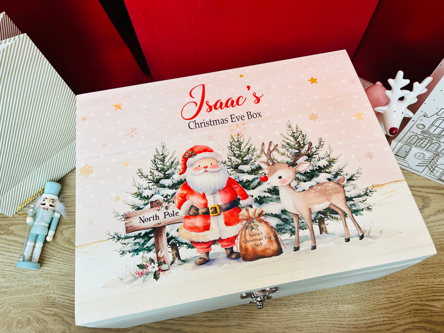 Christmas Santa and Reindeer scene Box