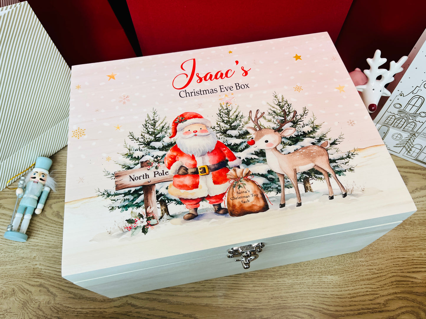 Christmas Santa and Reindeer scene Box