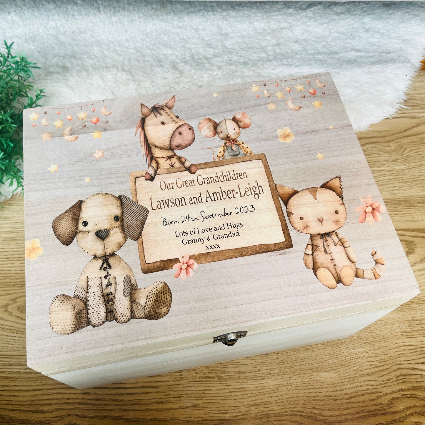 Vintage cat and dog keepsake box