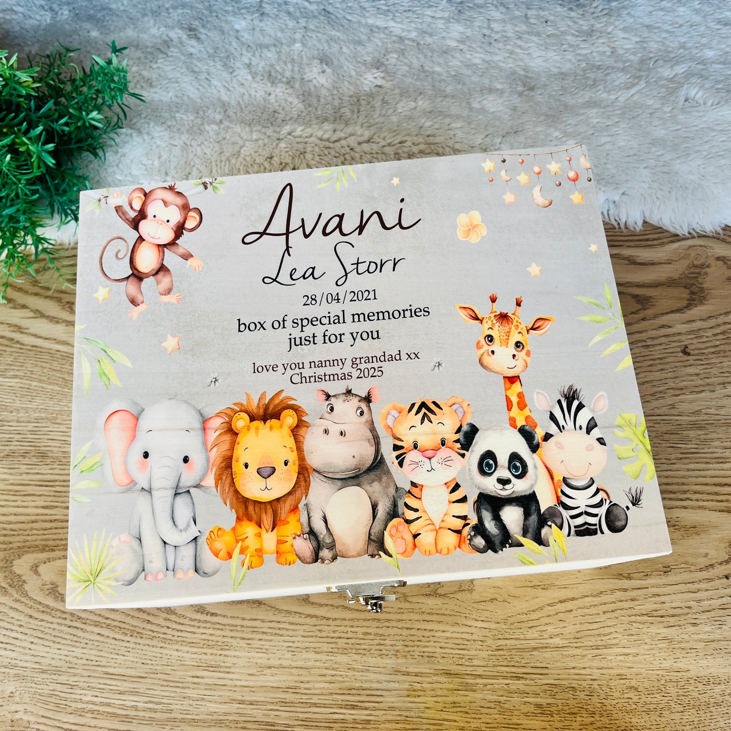 Safari animals keepsake box