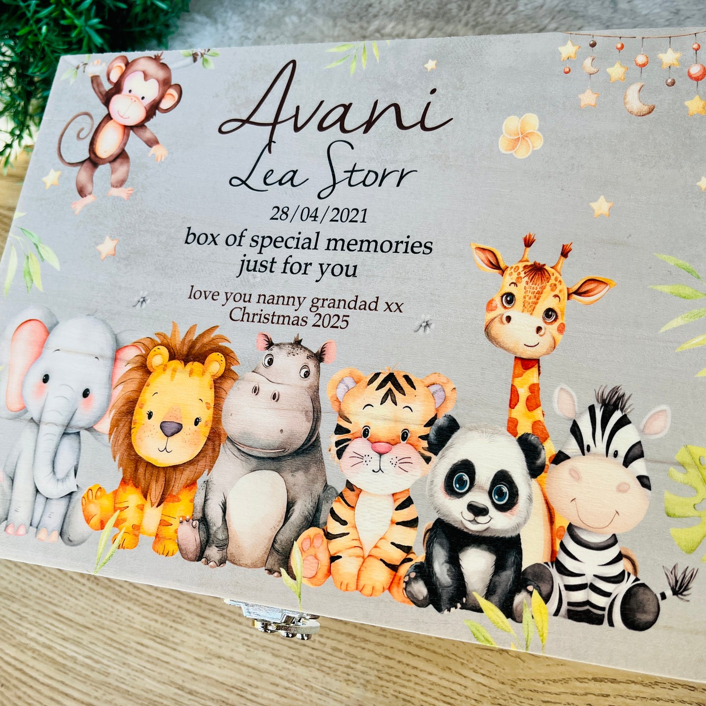 Safari animals keepsake box