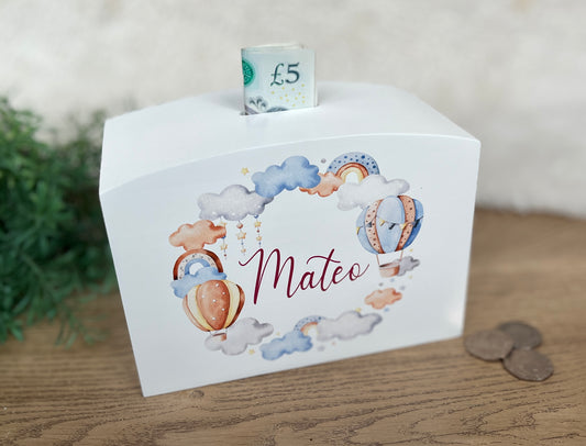 Hot air balloon wreath money box