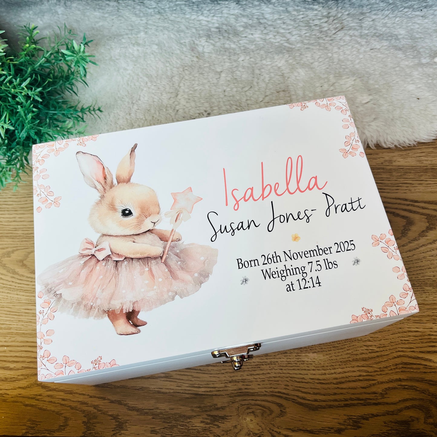 Ballerina Bunny Luxury white baby memory box