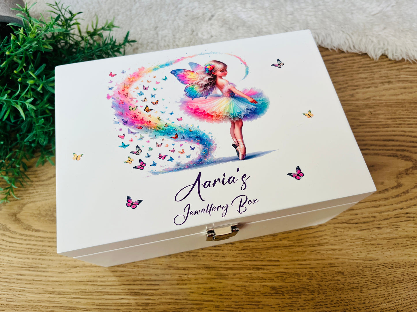 Ballerina Fairy luxury white jewellery box with mirror