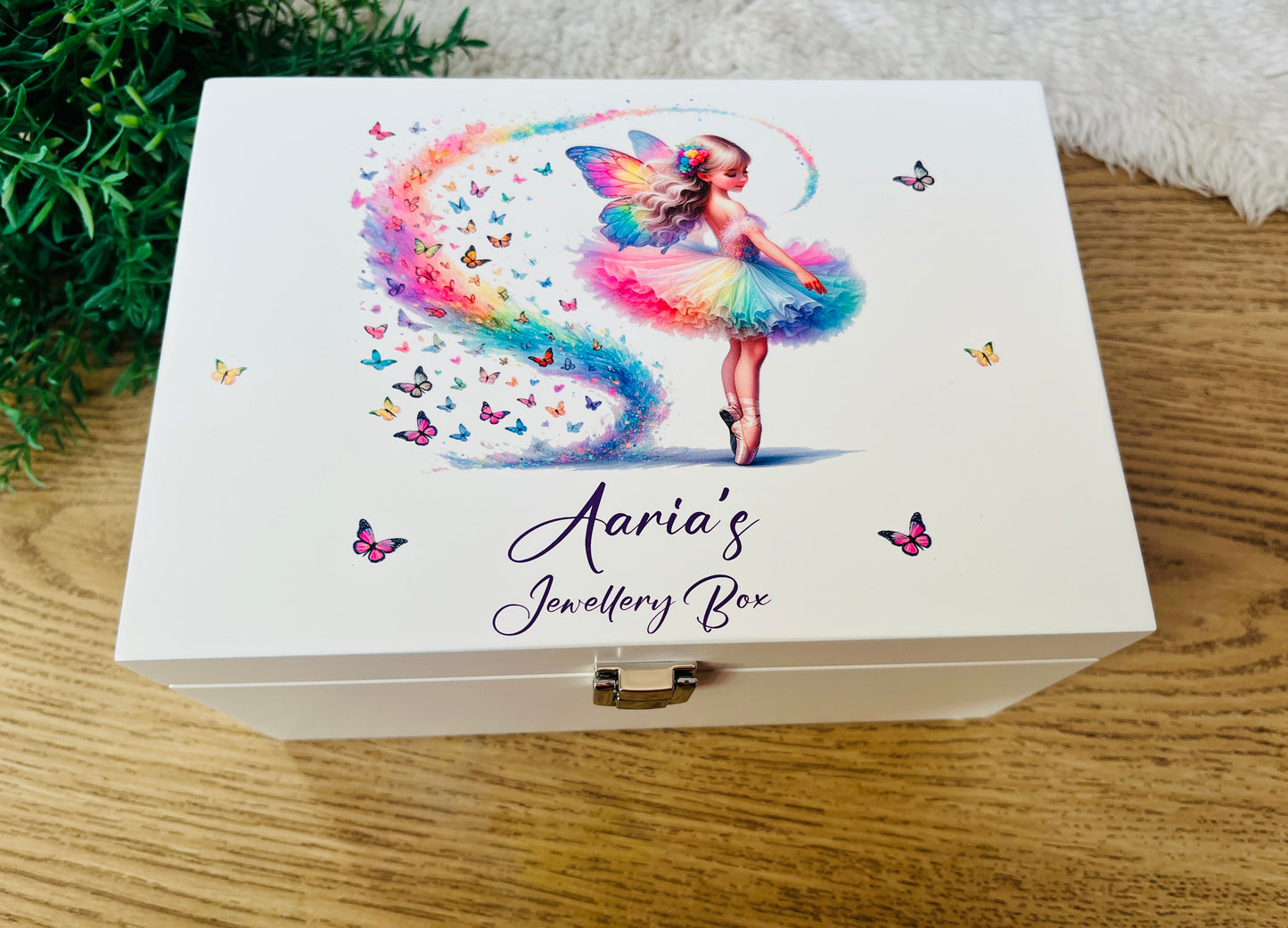 Ballerina Fairy luxury white jewellery box with mirror