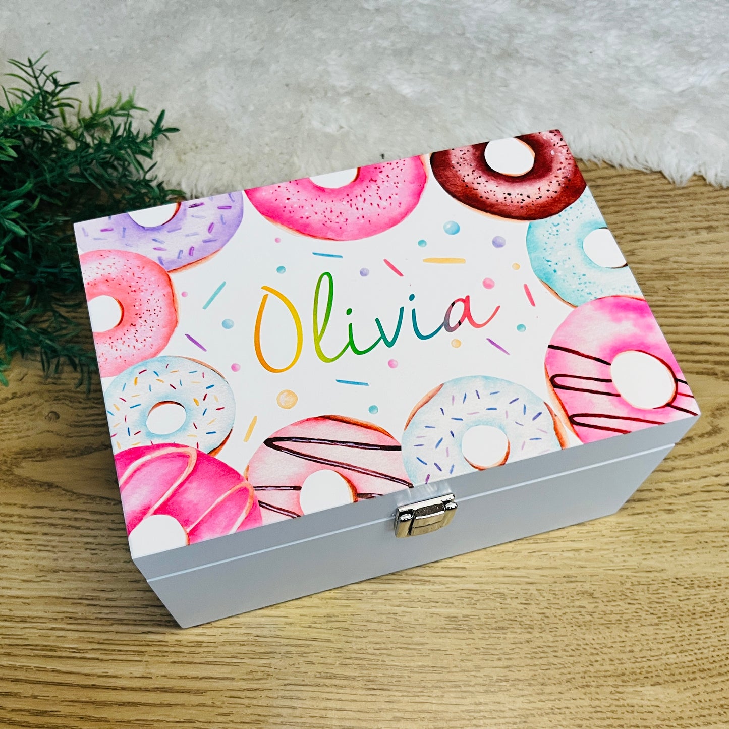 Donut luxury white jewellery box with mirror