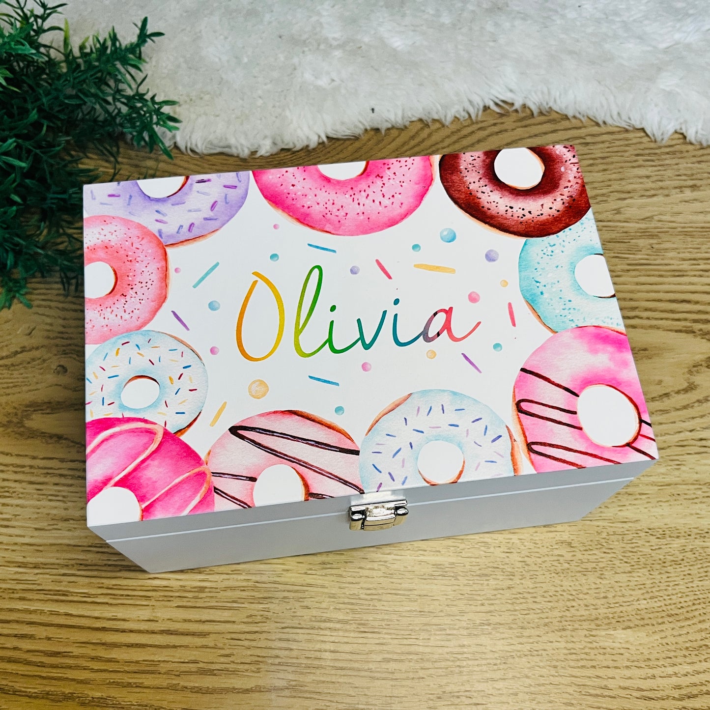 Donut luxury white jewellery box with mirror