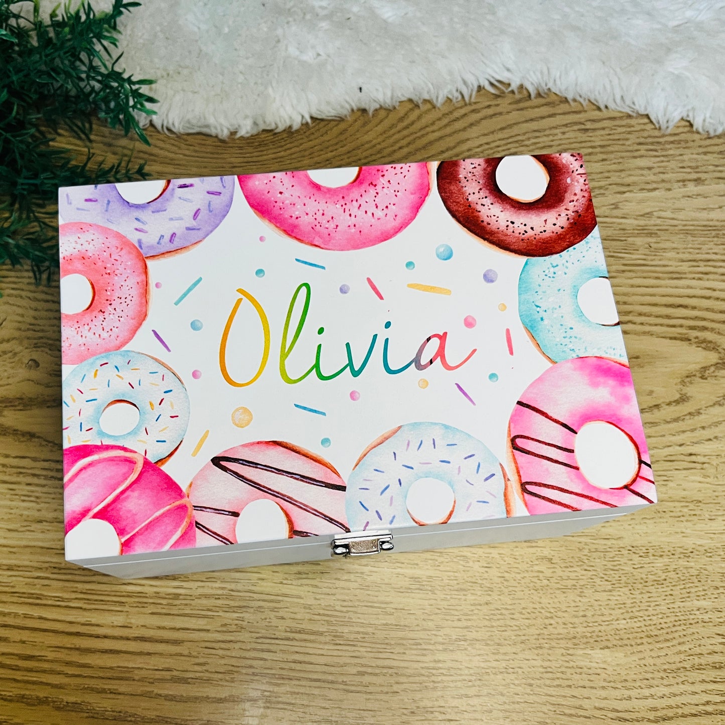 Donut luxury white jewellery box with mirror