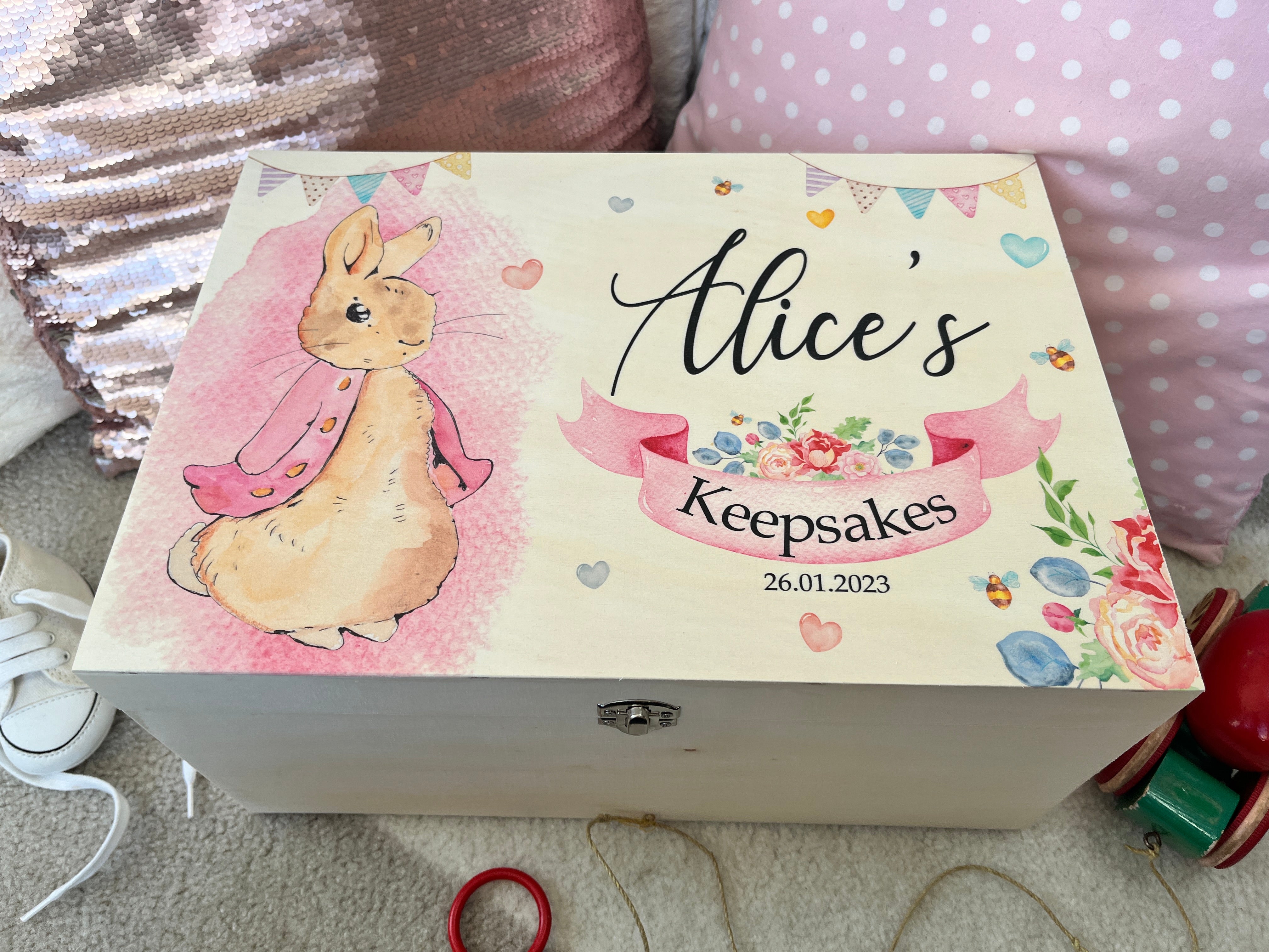 Personalised Gifts, Personalised Easter Bunny & Chick Large on sale Wooden Keepsake Box , Unique Gifts