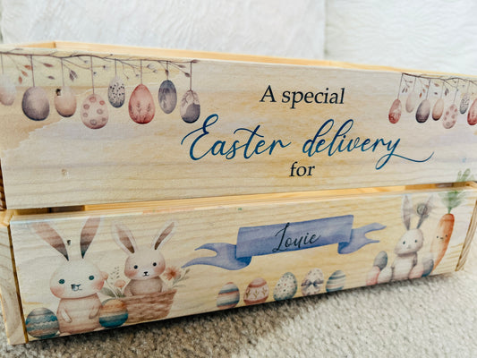 Cute rabbits Easter crate