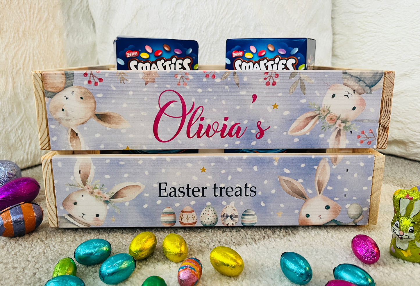 Rabbit heads Easter crate