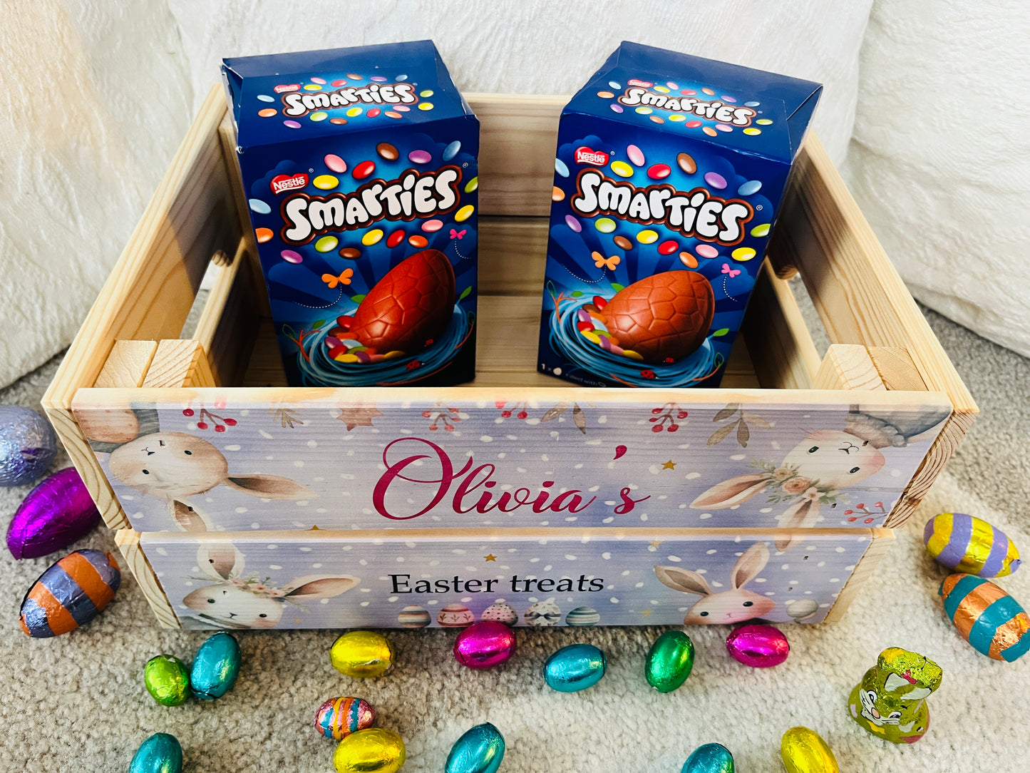 Rabbit heads Easter crate