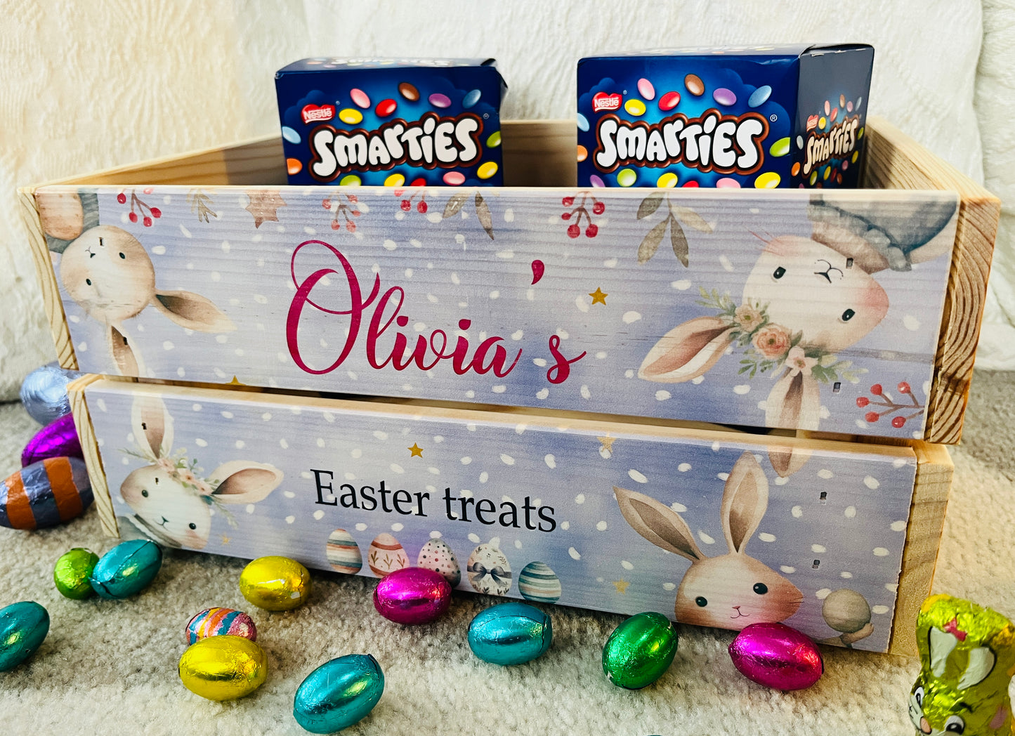 Rabbit heads Easter crate