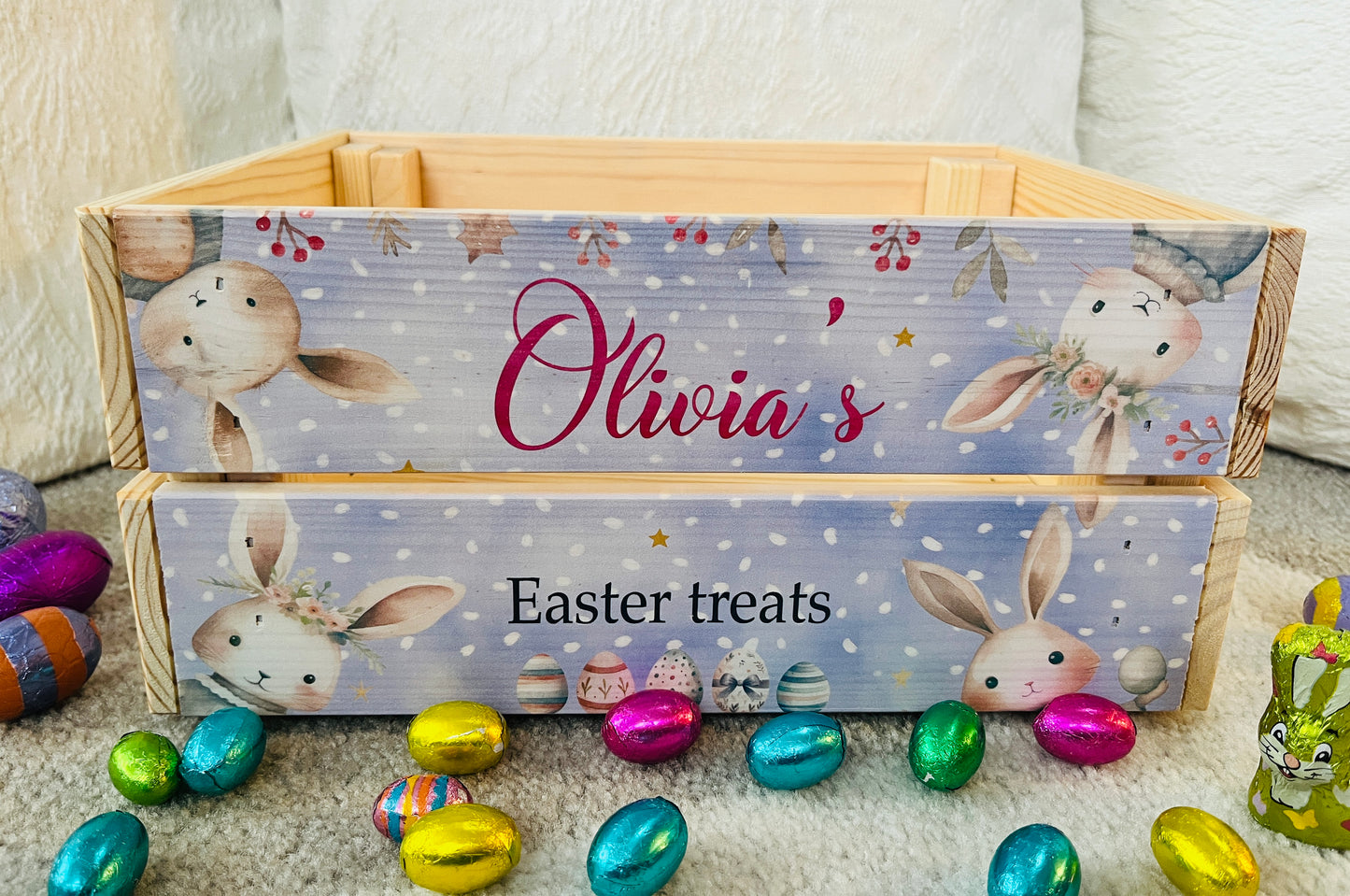 Rabbit heads Easter crate