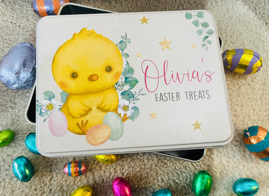 Easter chick treats tin