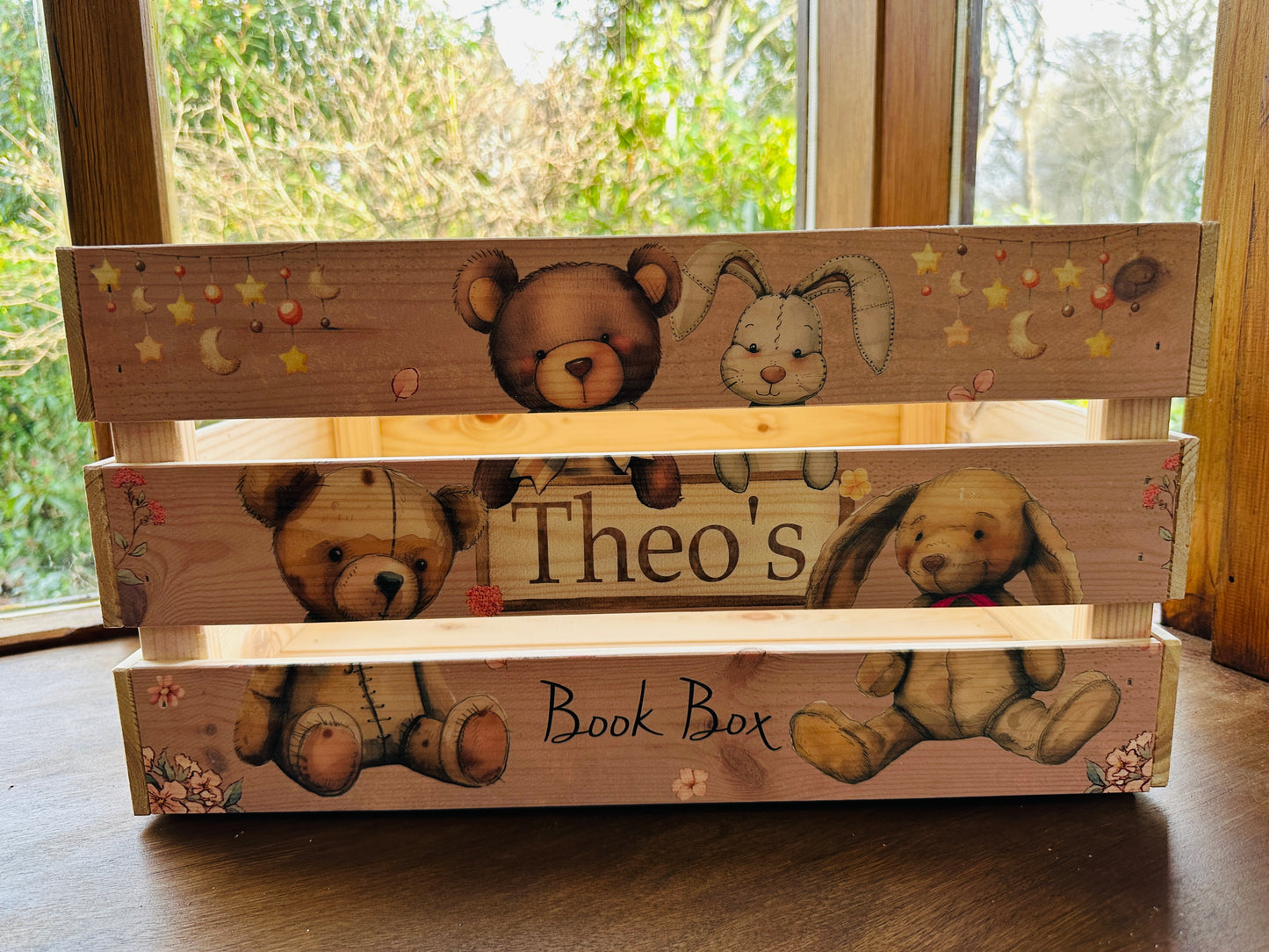 Cute Rabbit and Bear book crate