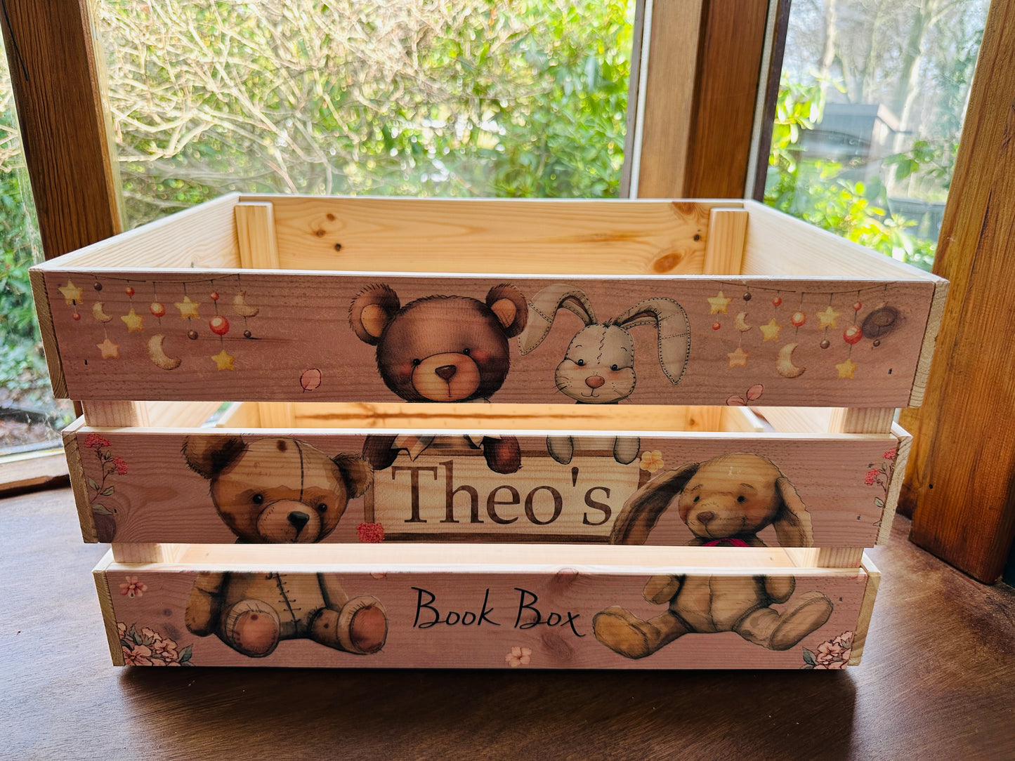 Cute Rabbit and Bear book crate