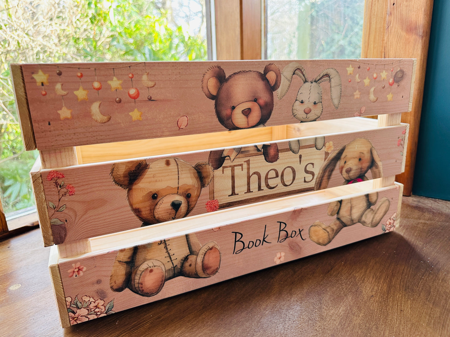 Cute Rabbit and Bear book crate