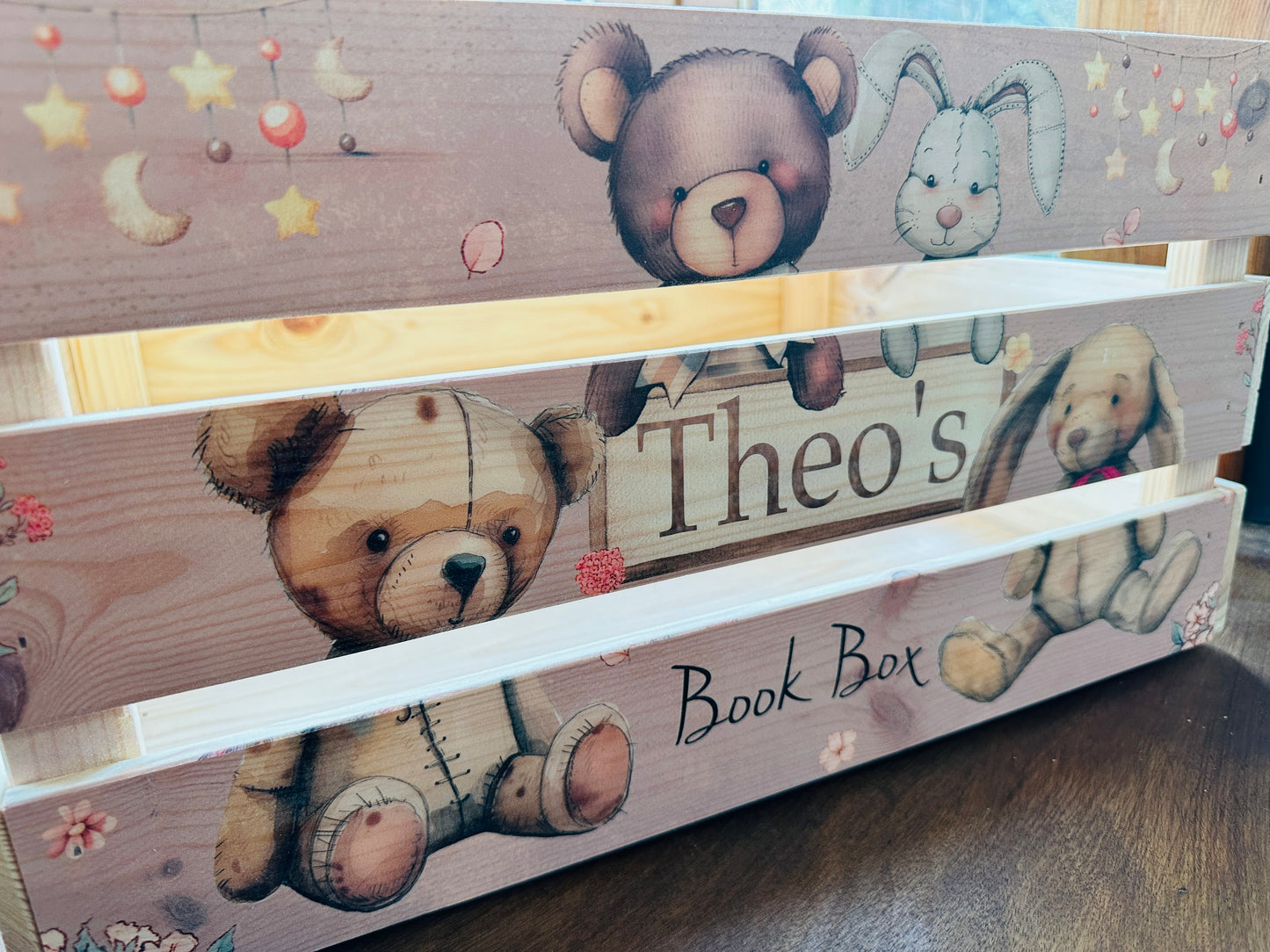 Cute Rabbit and Bear book crate