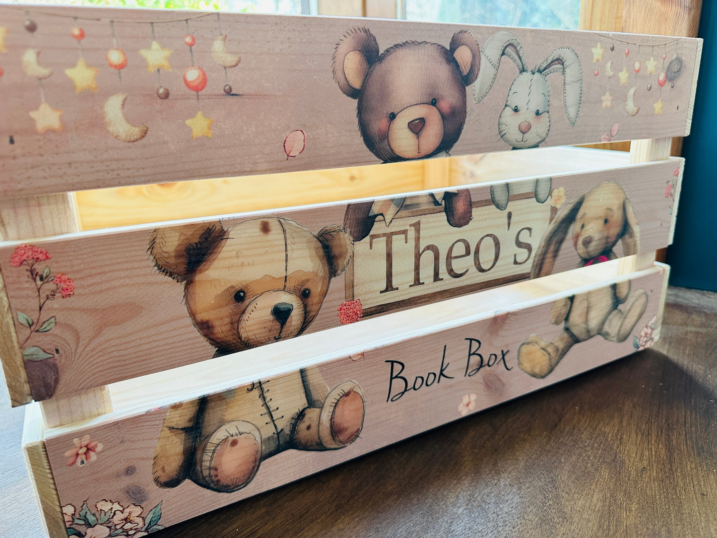 Cute Rabbit and Bear book crate