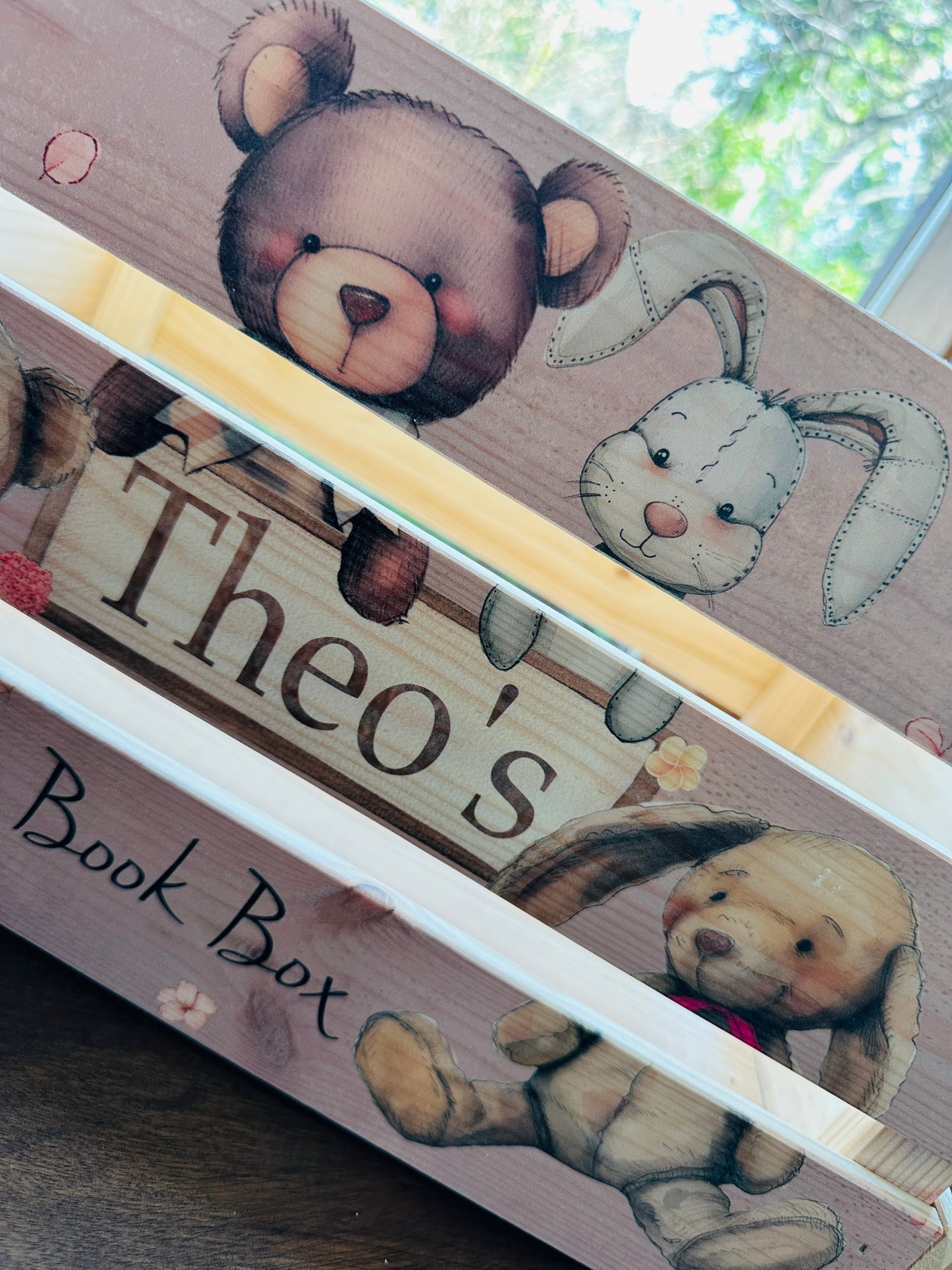 Cute Rabbit and Bear book crate