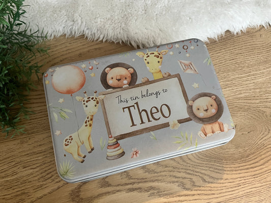 Safari animal tin