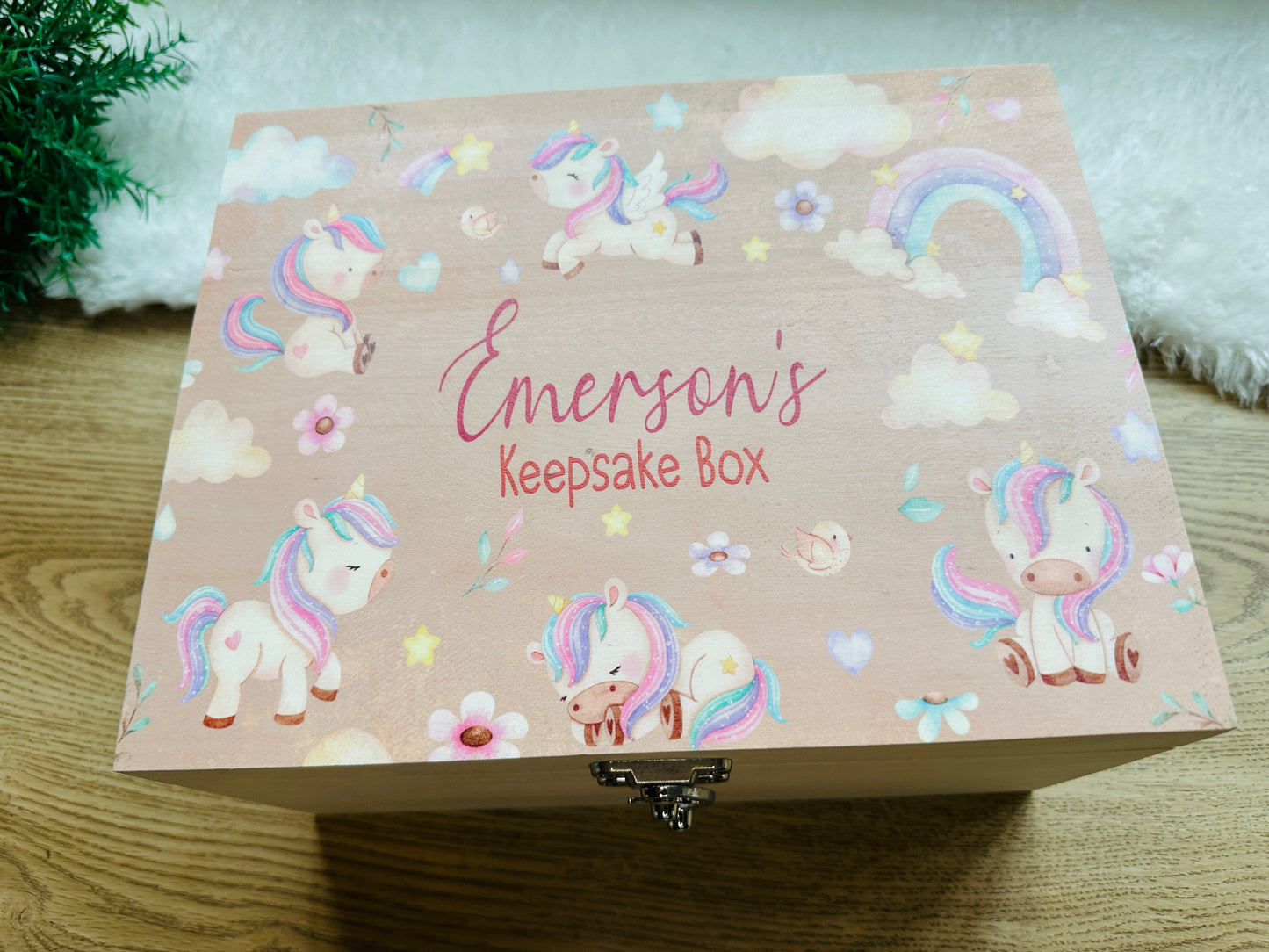 Boho unicorn keepsake box