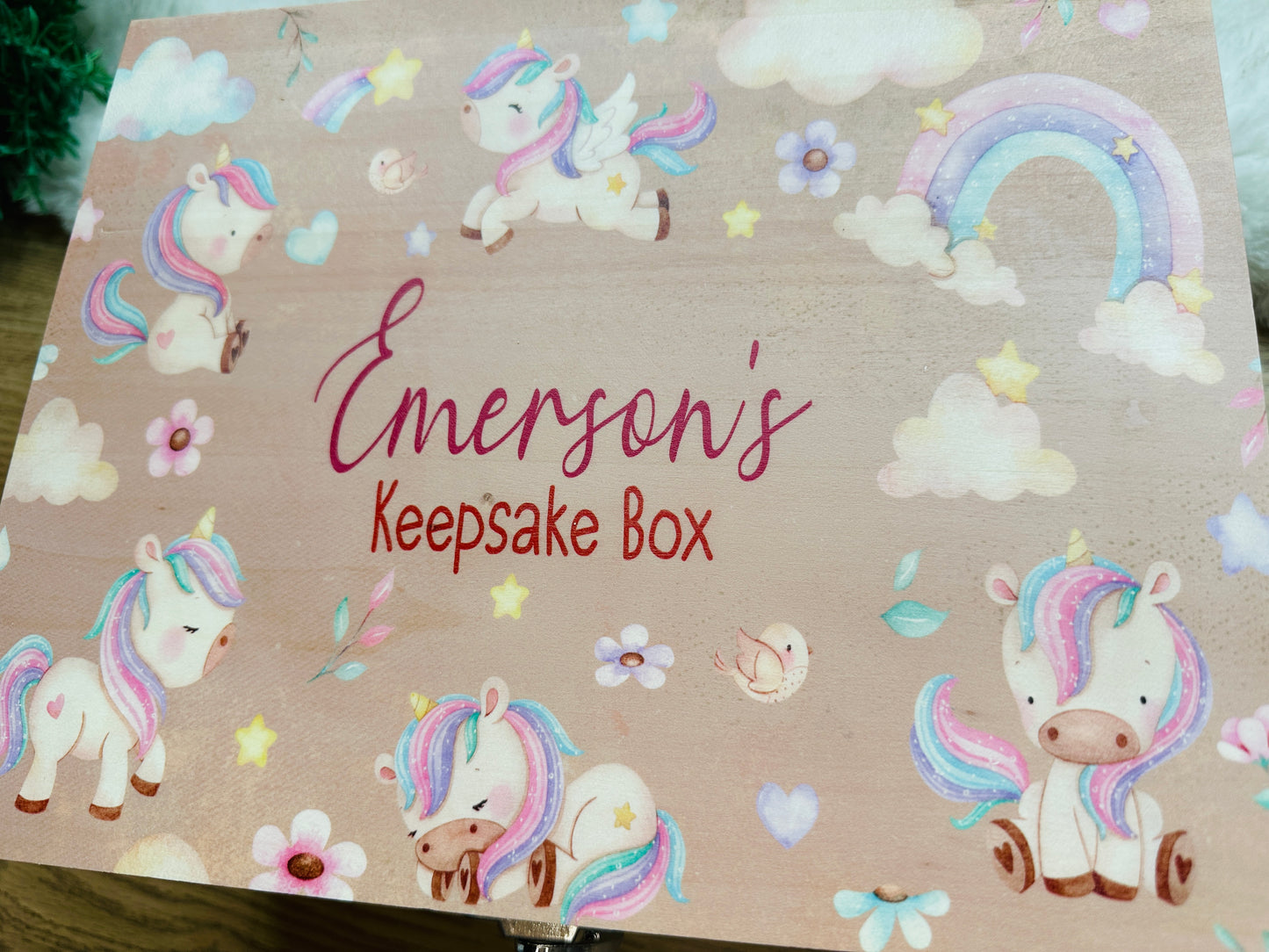Boho unicorn keepsake box
