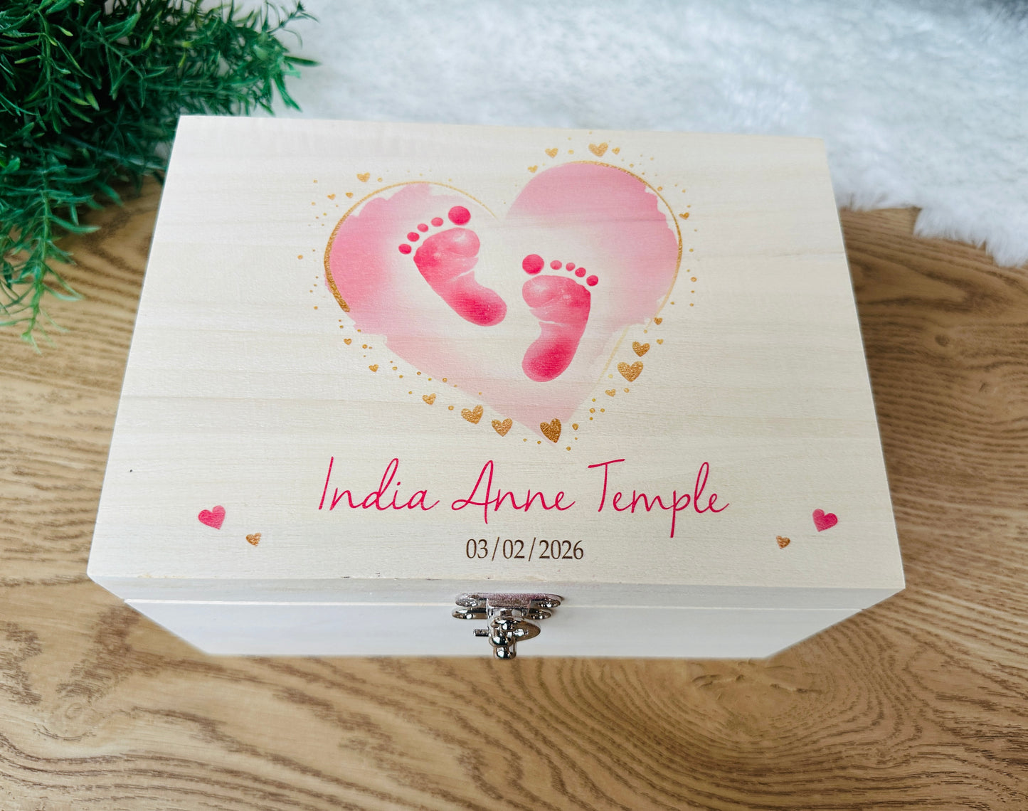 Baby footprint keepsake box