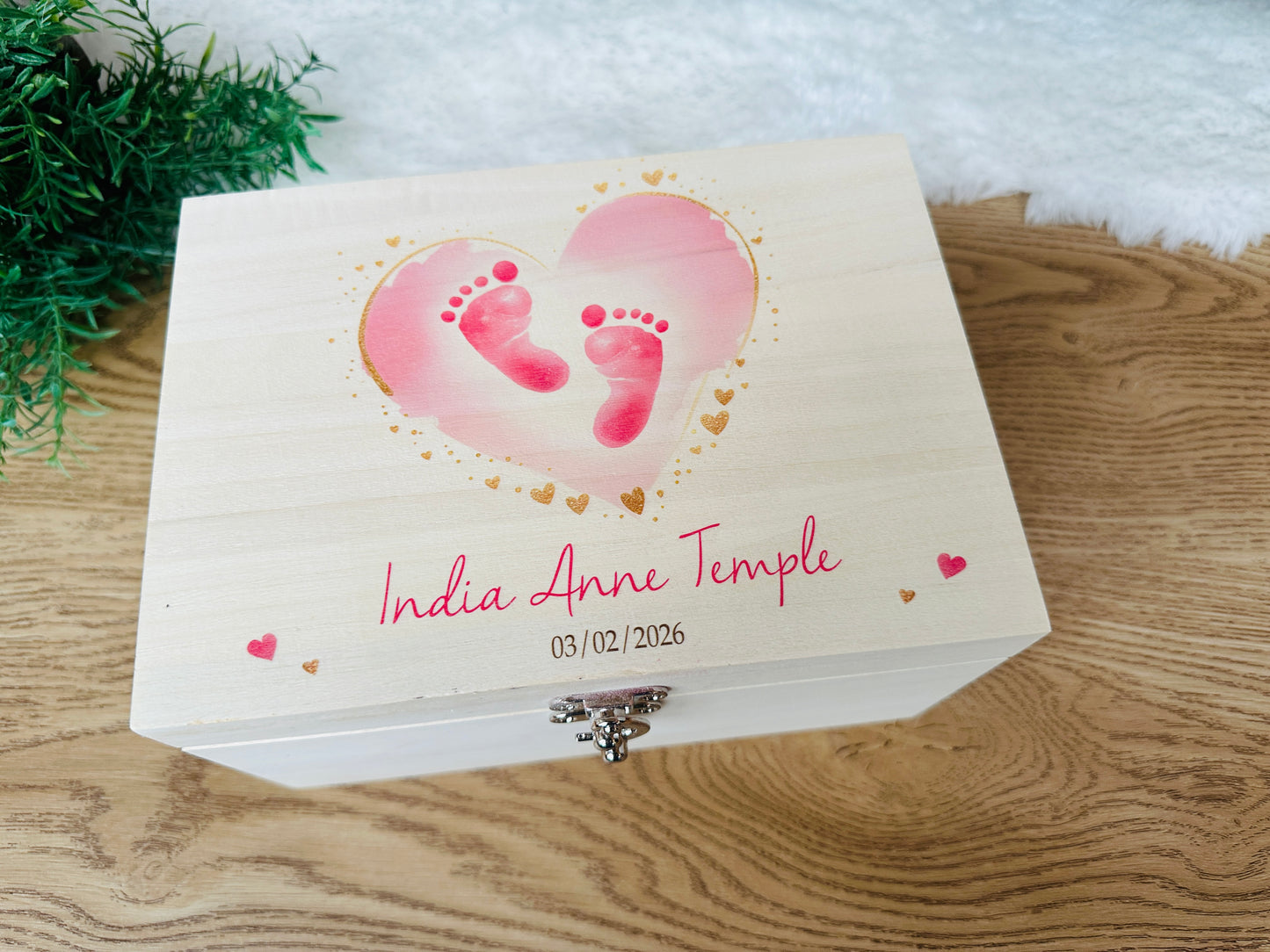 Baby footprint keepsake box
